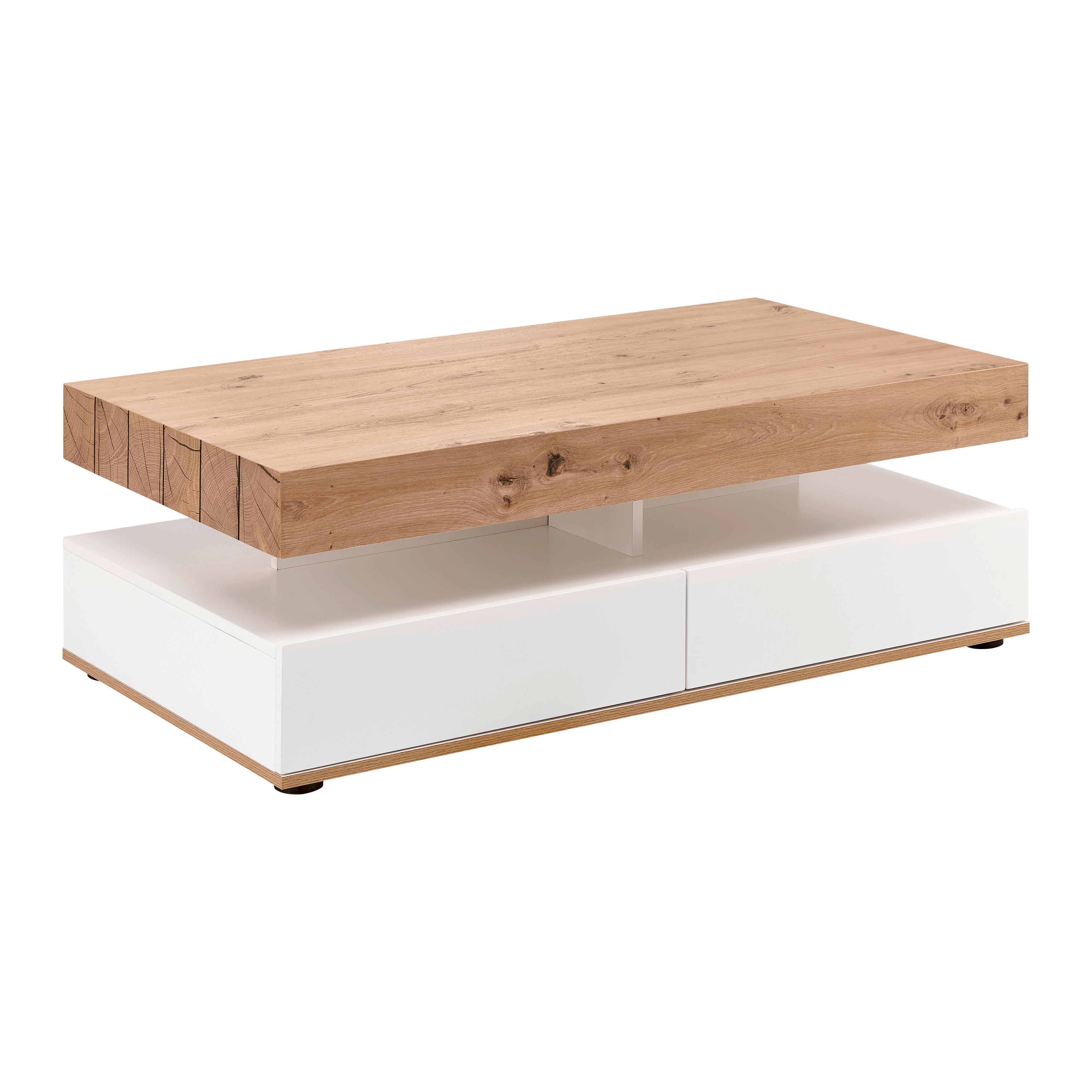 wohnli-moebel-suche-002798002701 Wohnli Möbelsuche - Couchtisch Cara Weiß/ Eichefarben MDF mit Stauraum