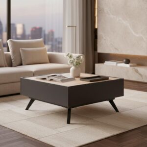 wohnli-moebel-suche-002798004102-1 Couchtisch Fosco Grau/Eichefarben MDF Metall Bessagi Home Möbel > Tische > Couchtische > Couchtische mit Stauraum Grau