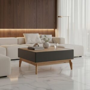 wohnli-moebel-suche-002798004103-1 Couchtisch Fosco Grau/Eiche Echtholz Quadratisch Holz Bessagi Home Möbel > Tische > Couchtische > Couchtische mit Stauraum Grau