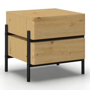 wohnli-moebel-suche-002798006101 Wohnli Möbelsuche - Nachttisch Jasmina Schwarz/Eichefarben MDF