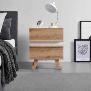 wohnli-moebel-suche-002798006501-1 Nachttisch Vira Weiß/Kieferfarben Echtholz Holz Bessagi Home Möbel > Kommoden & Schubladenschränke > Nachttische Weiß