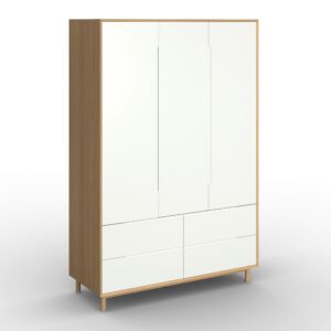 wohnli-moebel-suche-002798029201 Wohnli Möbelsuche - Drehtürenschrank Marlo Weiß/ Eichefarben ca. 148x223x60 cm