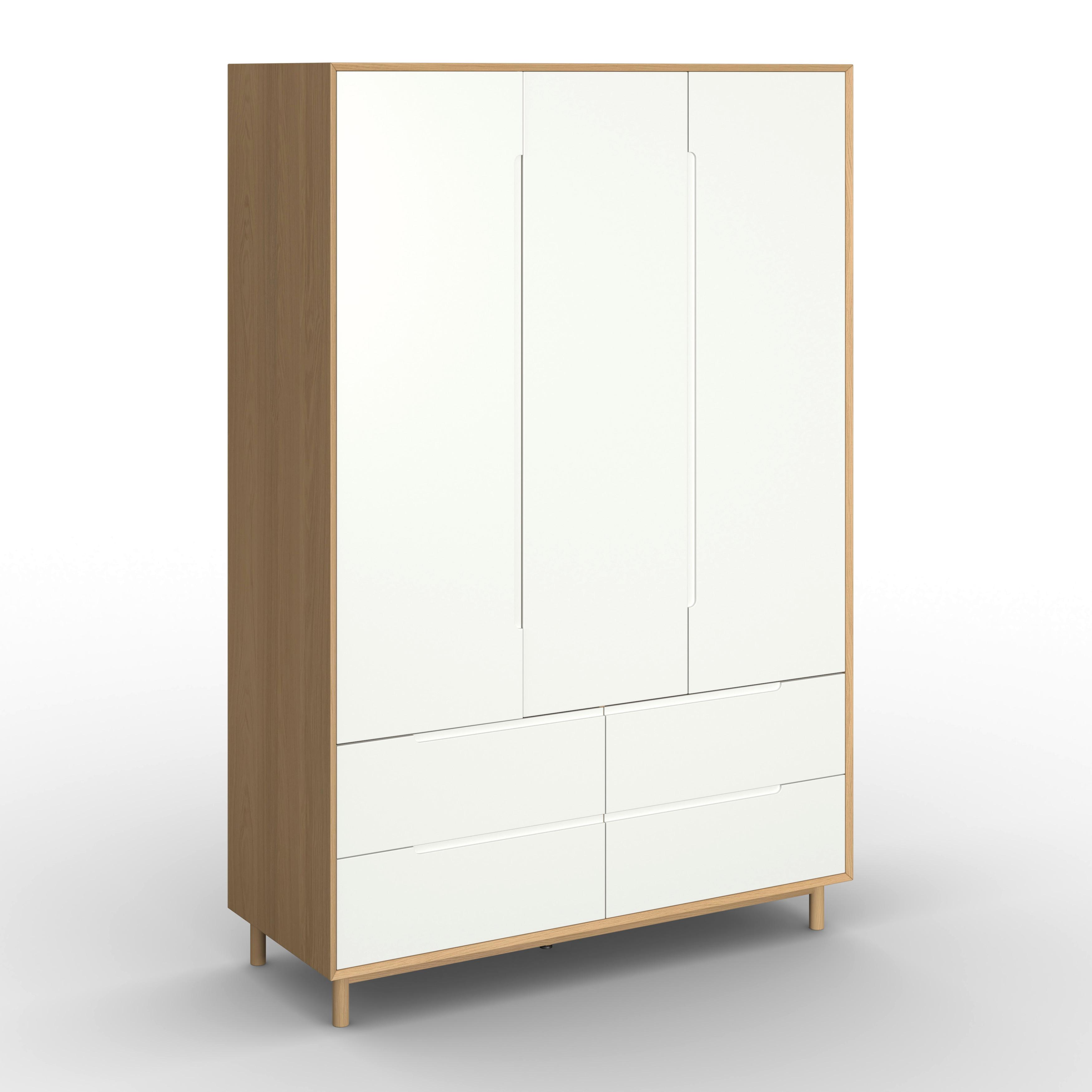 wohnli-moebel-suche-002798029201 Wohnli Möbelsuche - Drehtürenschrank Marlo Weiß/ Eichefarben ca. 148x223x60 cm