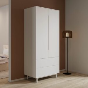 Drehtürenschrank Marlo Weiß ca. 100x223x60 cm Holz, Holzwerkstoff Bessagi Home Möbel > Schränke > Kleiderschränke Weiß