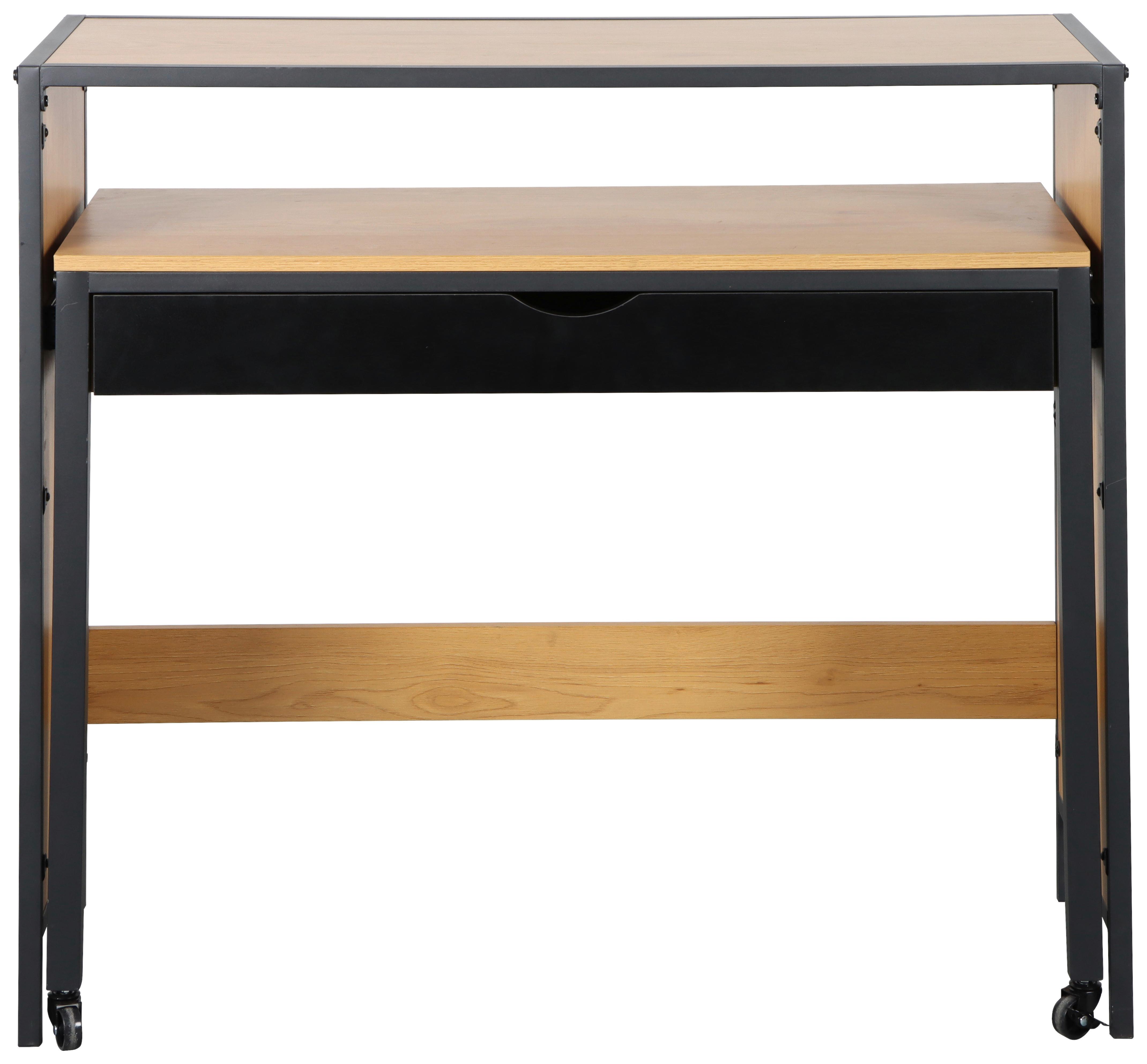 Schreibtisch Lenny Schwarz/Eichefarben Metall, Holzwerkstoff Bessagi Home Möbel > Tische > Schreibtische > Schreibtische Schwarz