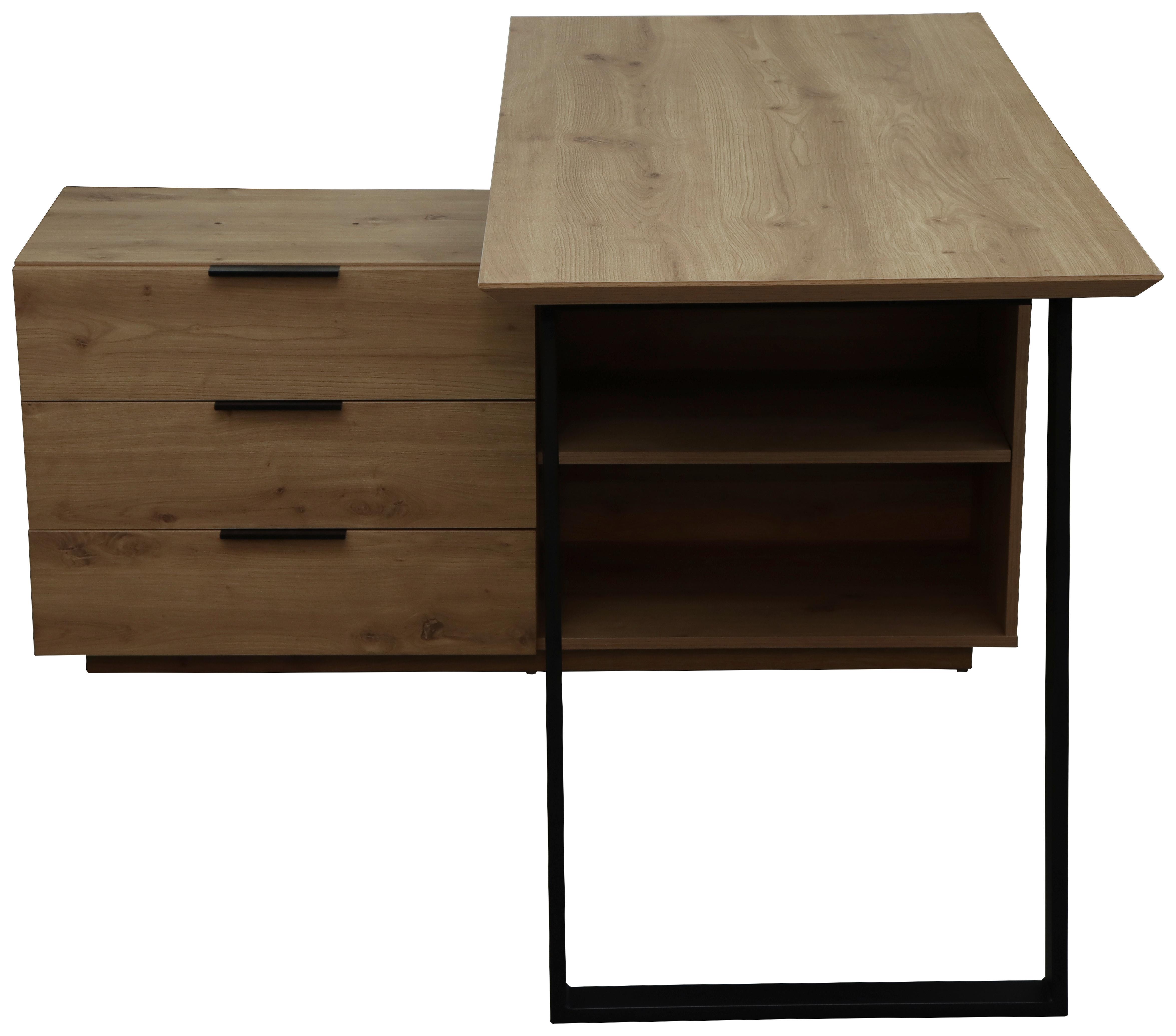 Schreibtisch Liam Eiche Artisan/Schwarz Metall, Holzwerkstoff Bessagi Home Möbel > Tische > Schreibtische > Schreibtische Schwarz