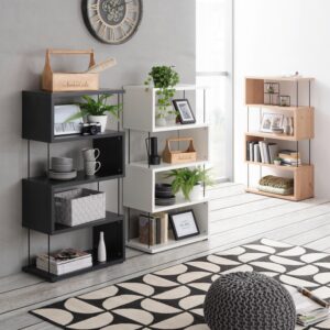 Standregal Sticks Schwarzstahl Holzwerkstoff Mömax Wohnzimmermöbel Schwarz