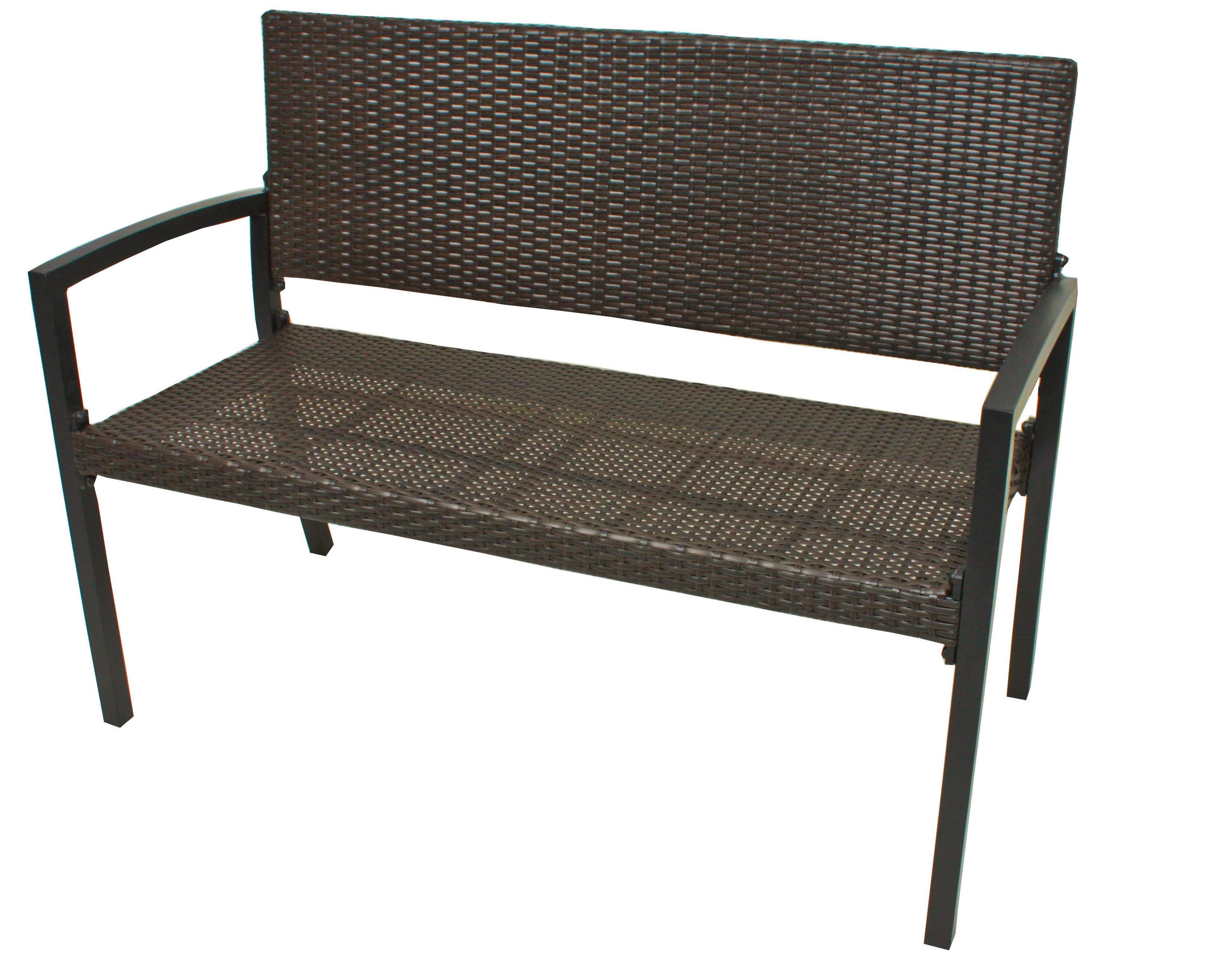 Sitzbank mit Lehne Braun/ Schwarz L: 116 cm Metall, Kunststoff Gardenson Möbel > Bänke > Sitzbänke Braun