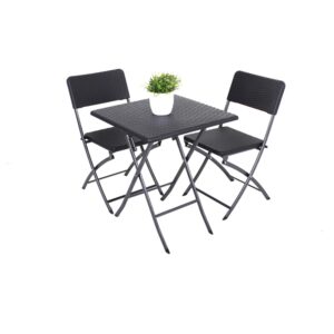 wohnli-moebel-suche-002836010801-1 Gartengarnitur 3-tlg. Metall/ Kunststoff Schwarz Metall, Kunststoff Gardenson Garten & Outdoor > Balkonset Schwarz