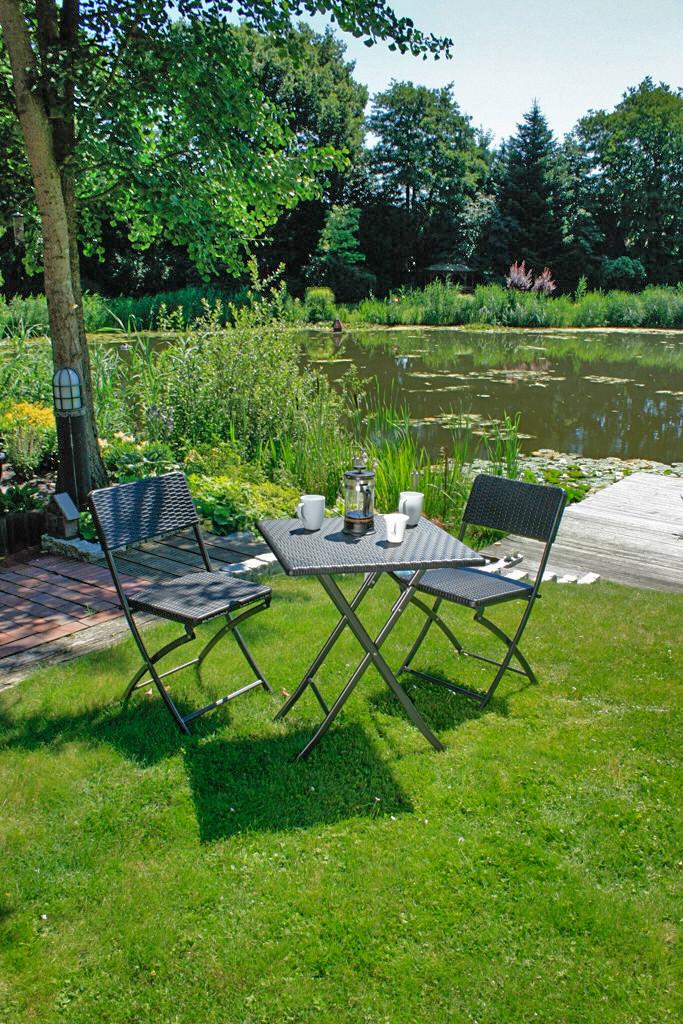 Wohnli Möbelsuche - Gartengarnitur 3-tlg. Metall/ Kunststoff Schwarz