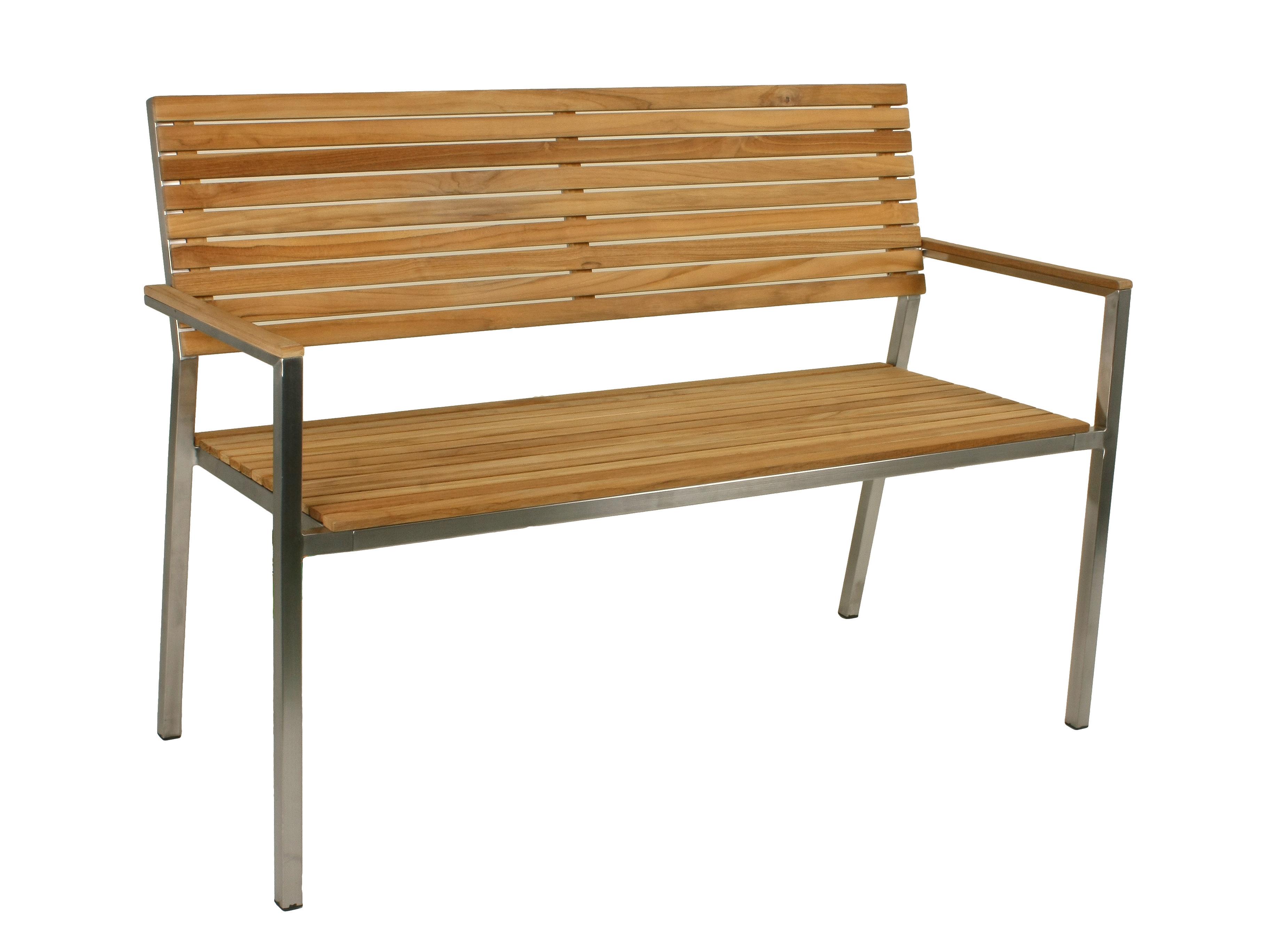 Gartenbank Teakholz B: 125 cm Denver mit Rückenlehne Metall, Holz Gardenson Garten & Outdoor > Gartenmöbel > Gartenbänke Braun