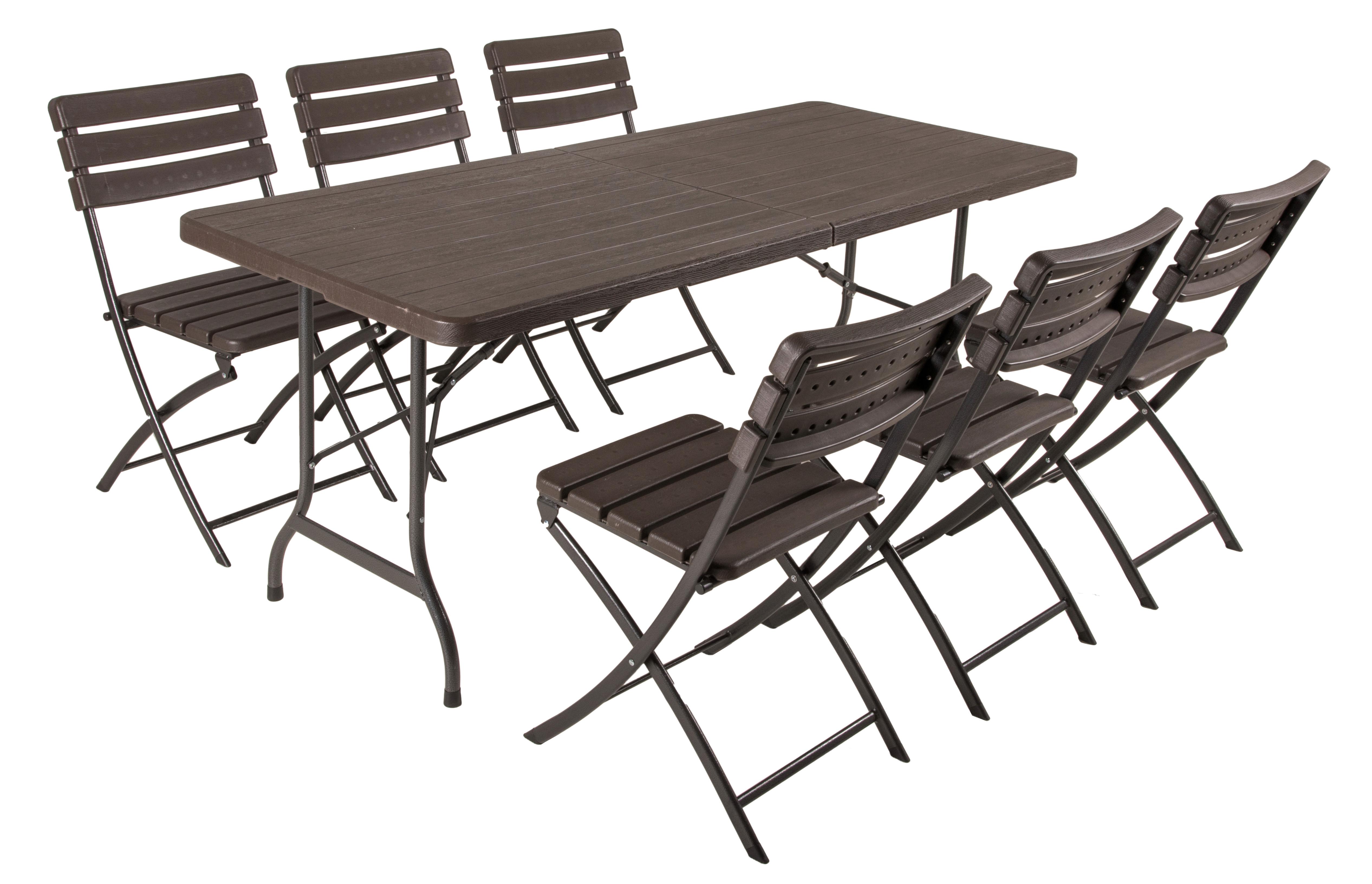 Wohnli Möbelsuche - Gartenset Tabora 7-tlg. Braun/Schwarz