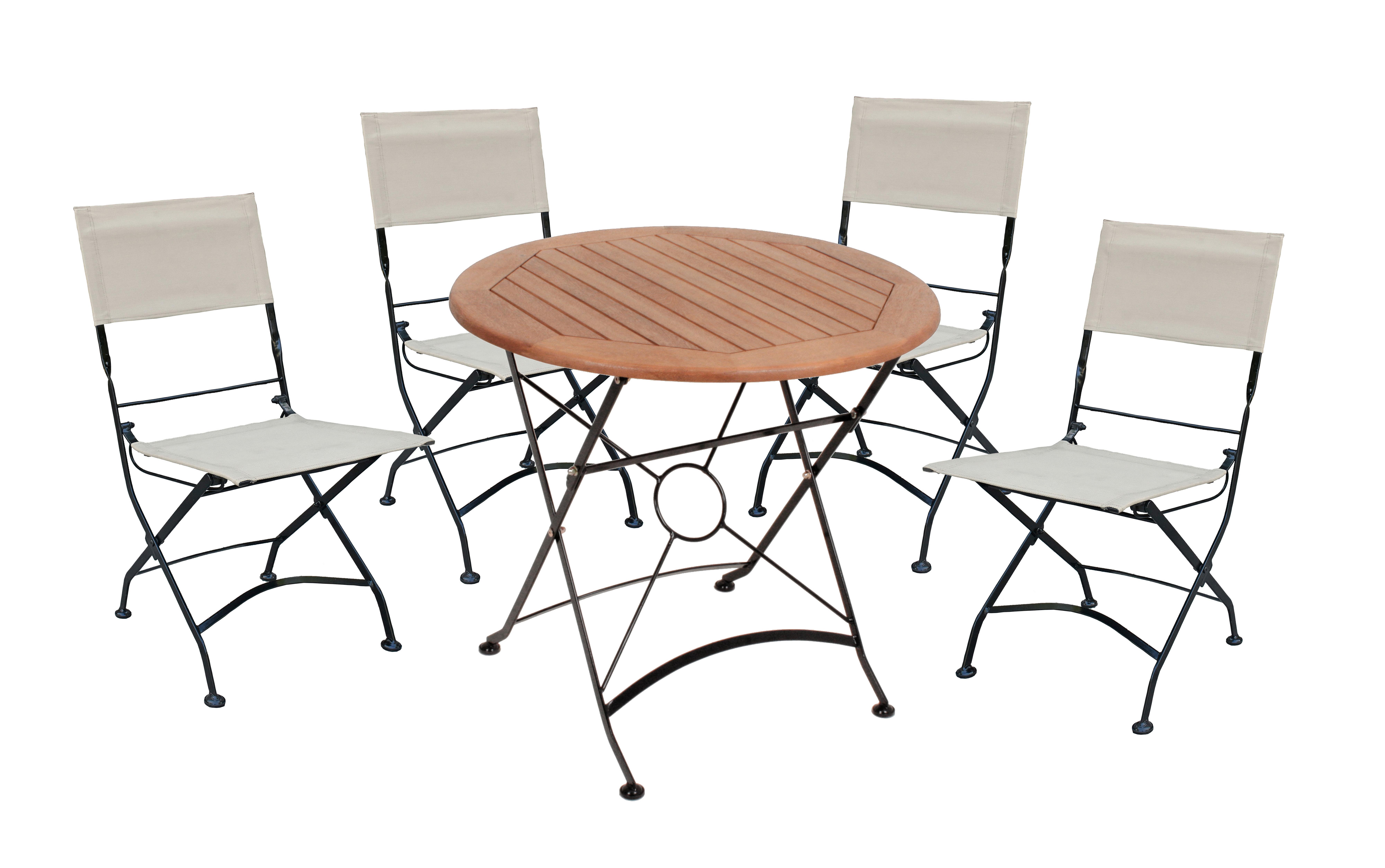 Wohnli Möbelsuche - Gartenmöbel-Set Triest 5-tlg. Schwarz/Beige/Holz