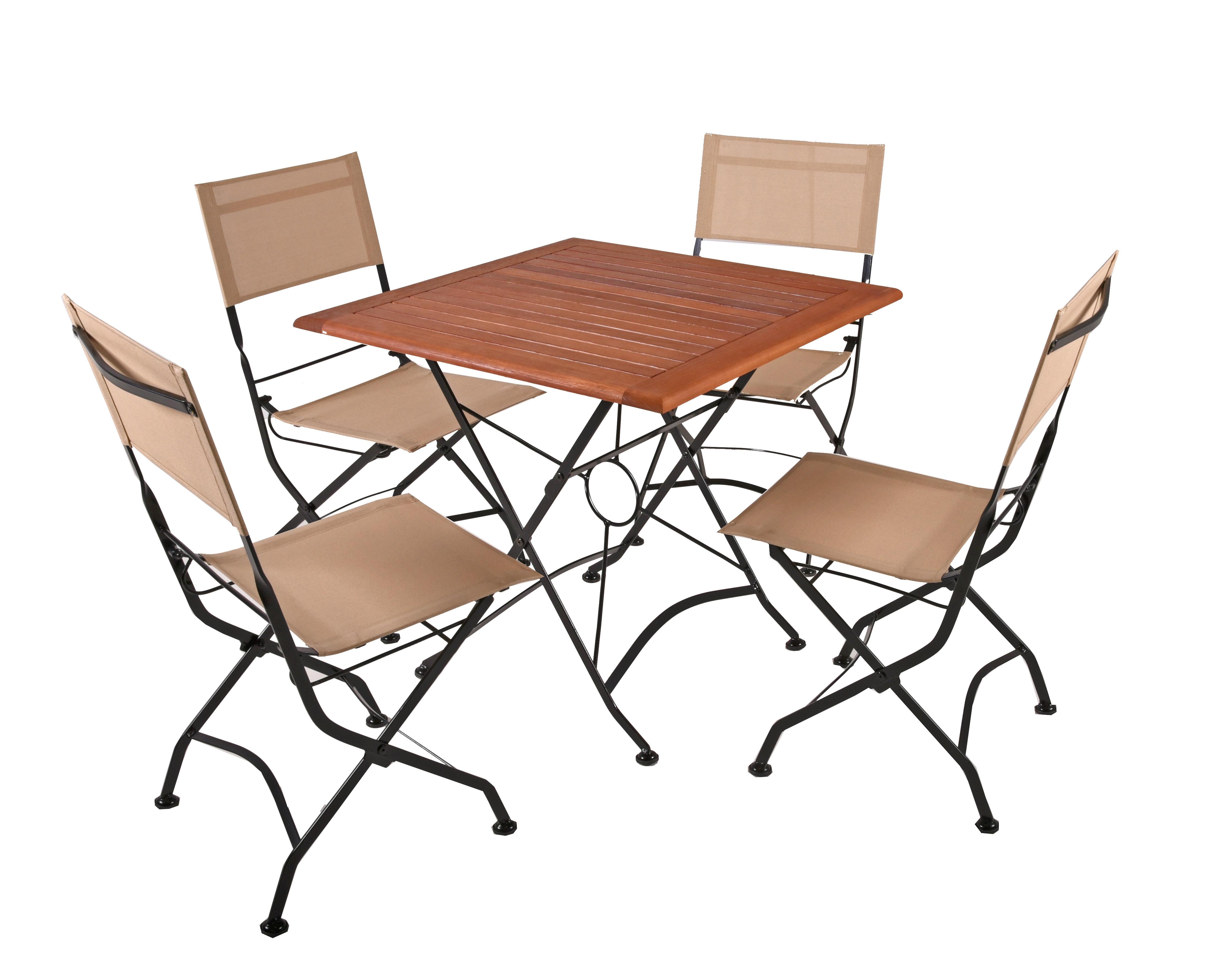 Wohnli Möbelsuche - Gartenmöbel-Set Triest 5-tlg. Schwarz/Beige/Holz