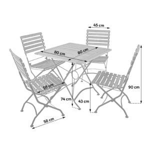 wohnli-moebel-suche-002836018503-1 Gartenmöbel-Set Wien 5-tlg. klappbar Holz Metall, Holz Gardenson Garten & Outdoor > Gartenmöbel > Gartenmöbel-Sets Schwarz