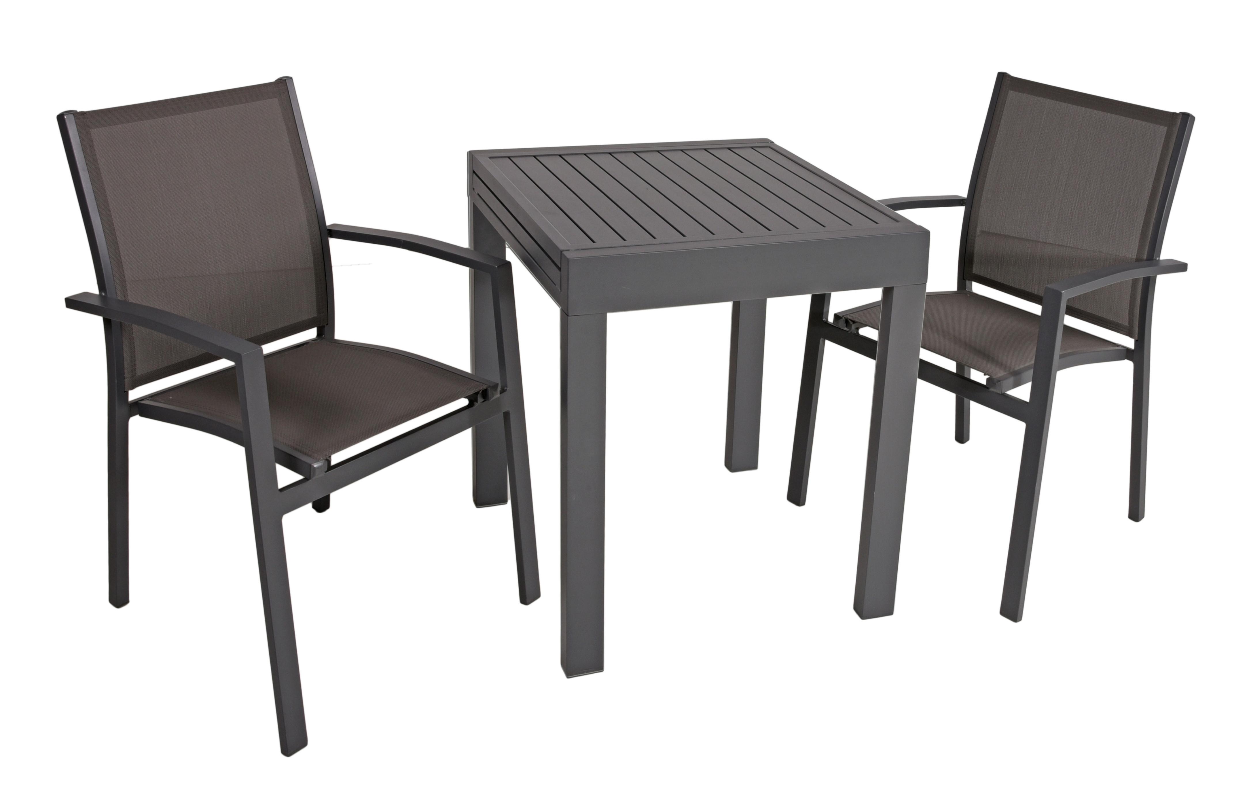 Wohnli Möbelsuche - Gartenset Elena 3-tlg. Dunkelgrau/Schwarz