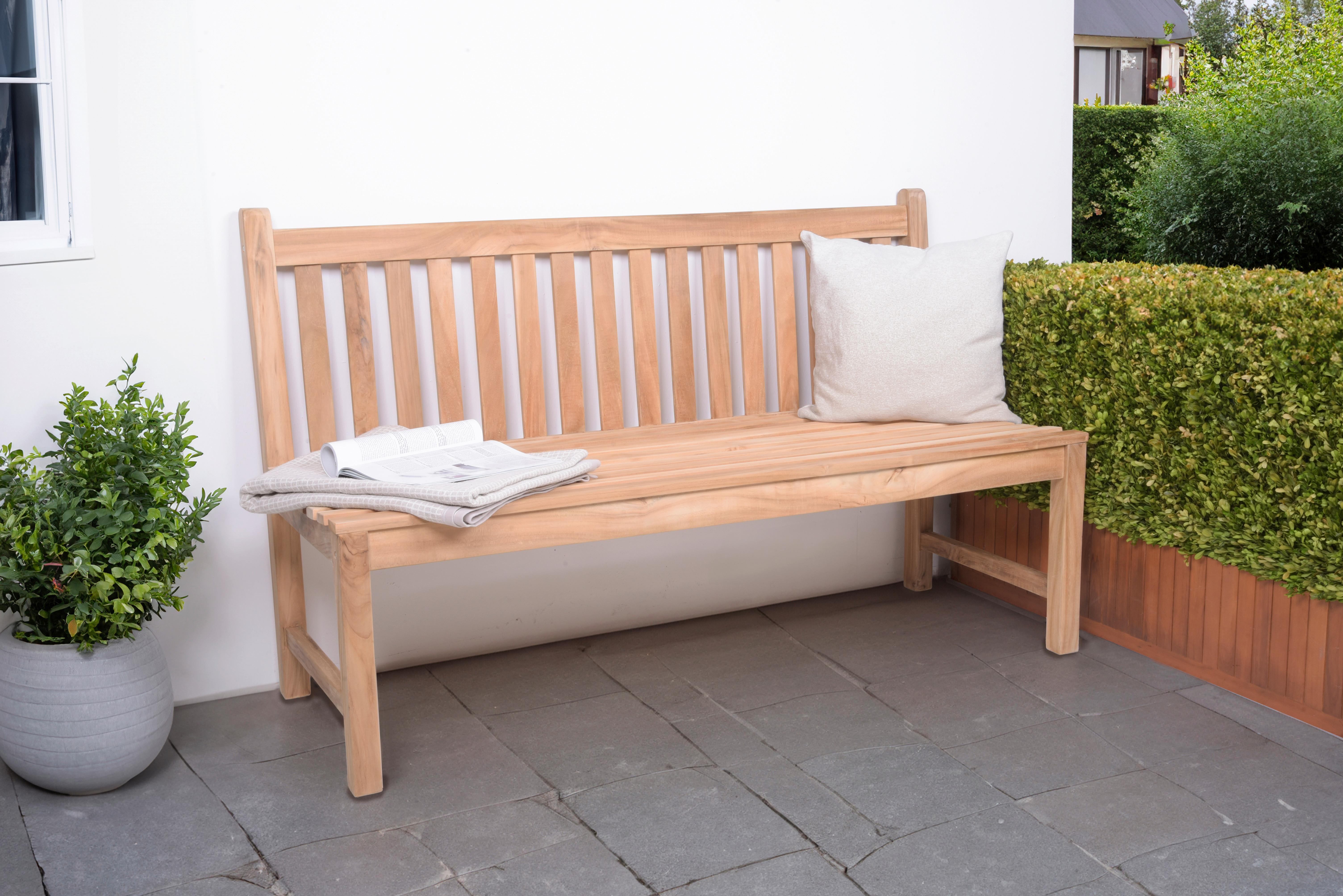 Gartenbank Solo Teak 3-Sitzer Holz Gardenson Garten & Outdoor > Gartenmöbel > Gartenbänke Braun