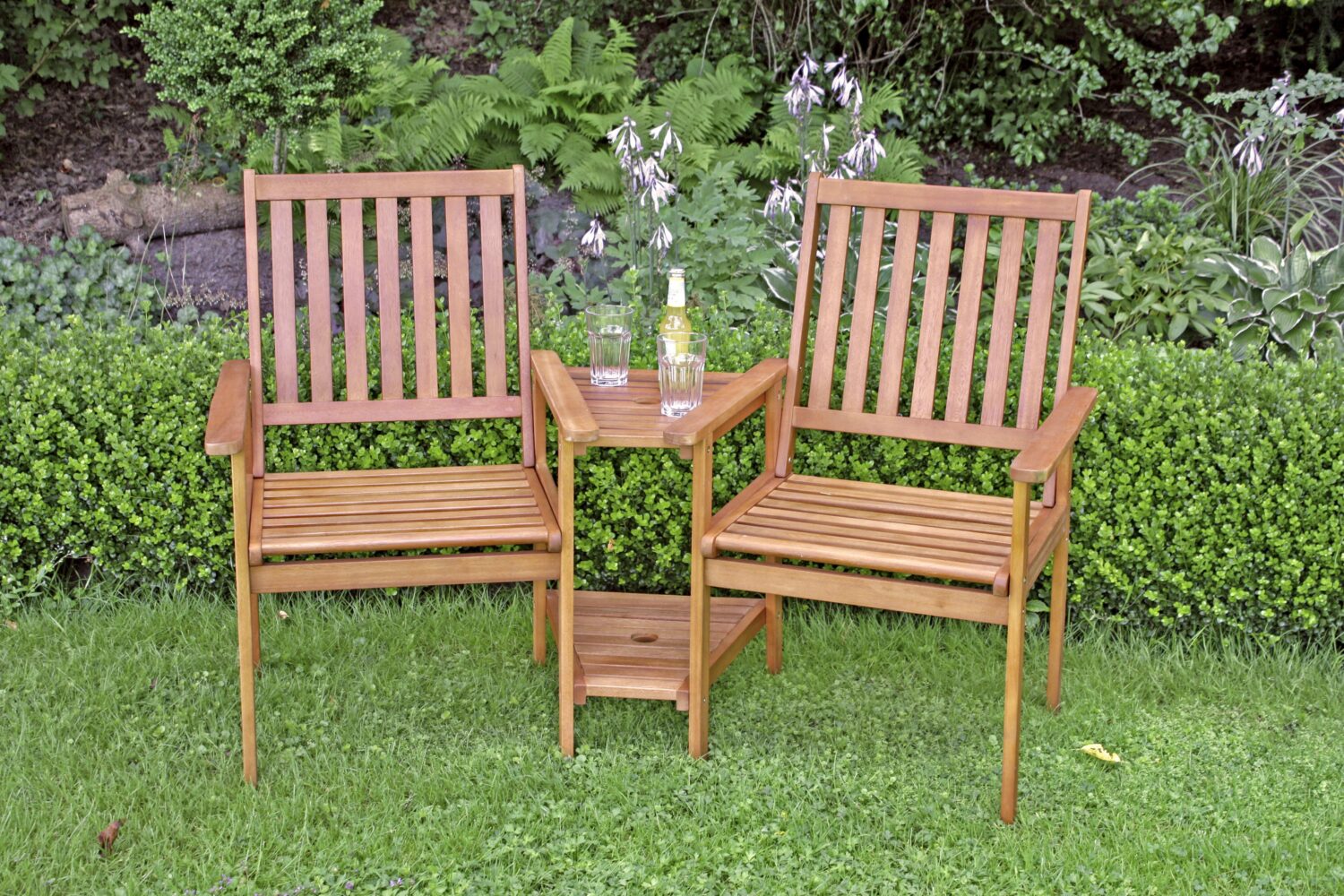 Gartenset Holz Edison ca. 260x96x77 cm geölt Holz Gardenson Garten & Outdoor > Gartenmöbel > Gartenmöbel-Sets Braun