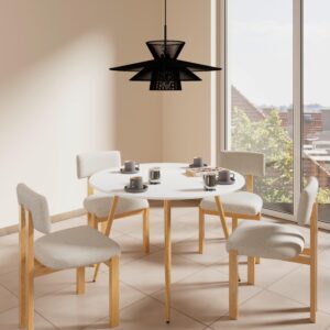 Esstisch John Weiß MDF Ø ca. 90 cm Metall, Holzwerkstoff Bessagi Home Möbel > Tische > Esstische Weiß