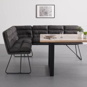 Sitzbank Kona Dunkelgrau Webstoff Gepolstert Metall, Textil, Holz Bessagi Home Möbel > Bänke > Eckbänke Grau