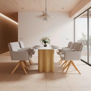 wohnli-moebel-suche-002838003801-1 Esstisch Elenya in Holz Eiche/ Stein ca. 200x100 cm Holz, Stein, Holzwerkstoff Bessagi Home Möbel > Tische > Esstische > Esstische Holz Weiß