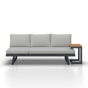 Gartenliege Loan Grau Holz Metall/Outdoorstoff +Tisch Holz, Metall, Textil Bessagi Garden Garten & Outdoor > Gartenmöbel > Gartenbänke Grau