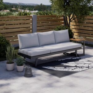 wohnli-moebel-suche-002845003601 Wohnli Möbelsuche - Gartenliege Loan Grau Holz Metall/Outdoorstoff +Tisch