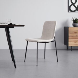 Stuhl Nele Beige Leinenoptik Gepolstert Holz, Metall, Textil Bessagi Home Möbel > Stühle > Esszimmerstühle > Holzstühle Beige
