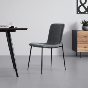 Stuhl Nele Grau Leinenoptik Gepolstert Holz, Metall, Textil Bessagi Home Möbel > Stühle > Esszimmerstühle > Holzstühle Grau