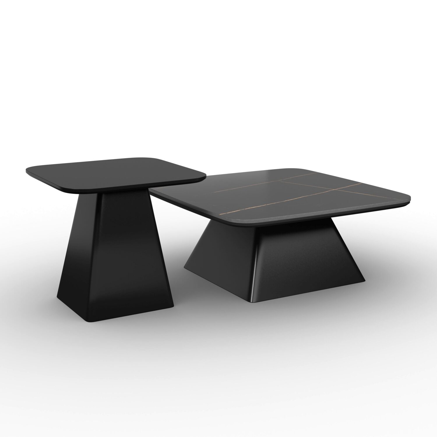 Wohnli Möbelsuche - Couchtisch Thiago Schwarz 2-er Set MDF/Stein