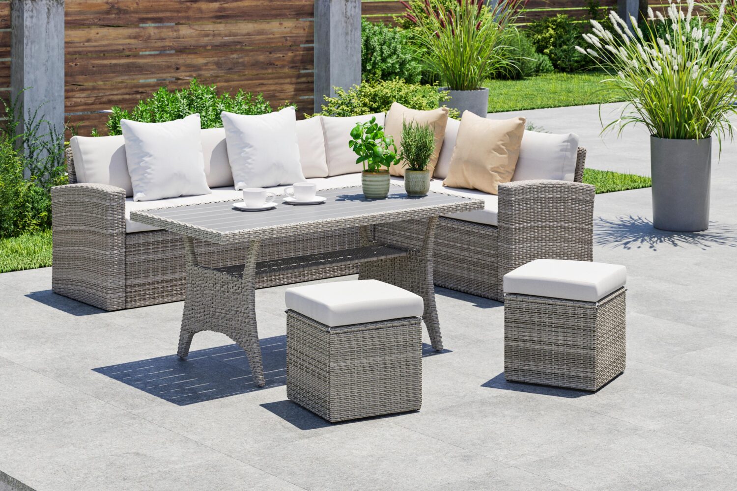 wohnli-moebel-suche-002883000202 Wohnli Möbelsuche - Loungegarnitur-Set Alex Rechts Anthrazit aus Polywood