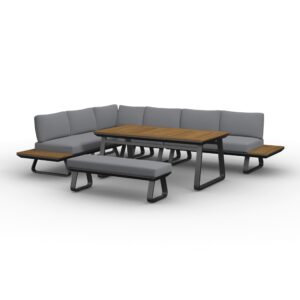 wohnli-moebel-suche-002964001901-1 Dining-Loungeset Emma Dunkelg Outdoorstoff/Metall/Polywood Metall, Kunststoff, Textil Bessagi Garden Garten & Outdoor > Gartenmöbel > Gartenmöbel-Sets Grau