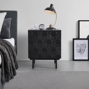 Nachttisch Roma ca. 48x56 cm MDF Schwarz Holz Bessagi Home Möbel > Kommoden & Schubladenschränke > Nachttische Schwarz