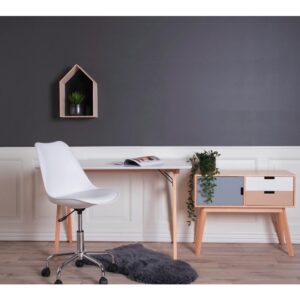 Schreibtisch Vojens Desk Eiche Bianco/Weiß Holz, Holzwerkstoff MID.YOU Möbel > Tische > Schreibtische > Schreibtische Weiß