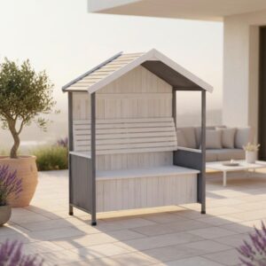 Wohnli Möbelsuche - Gartenbank Giuliana Grau/Weiß aus Holz