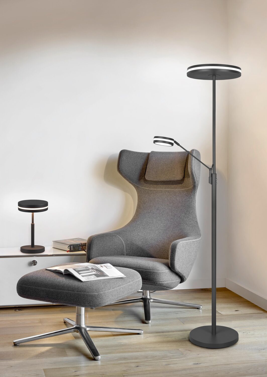 LED-Stehleuchte Franklin Anthrazit max. 35 Watt Metall Trio Leuchten Lampen & Leuchten > LED-Leuchten > LED-Stehlampen Anthrazit