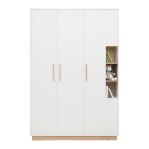 wohnli-moebel-suche-004204025101-1 Kleiderschrank Luna White in Weiß/Eiche ca. 131x194x55cm Holzwerkstoff Roba Möbel > Schränke > Kleiderschränke Weiß