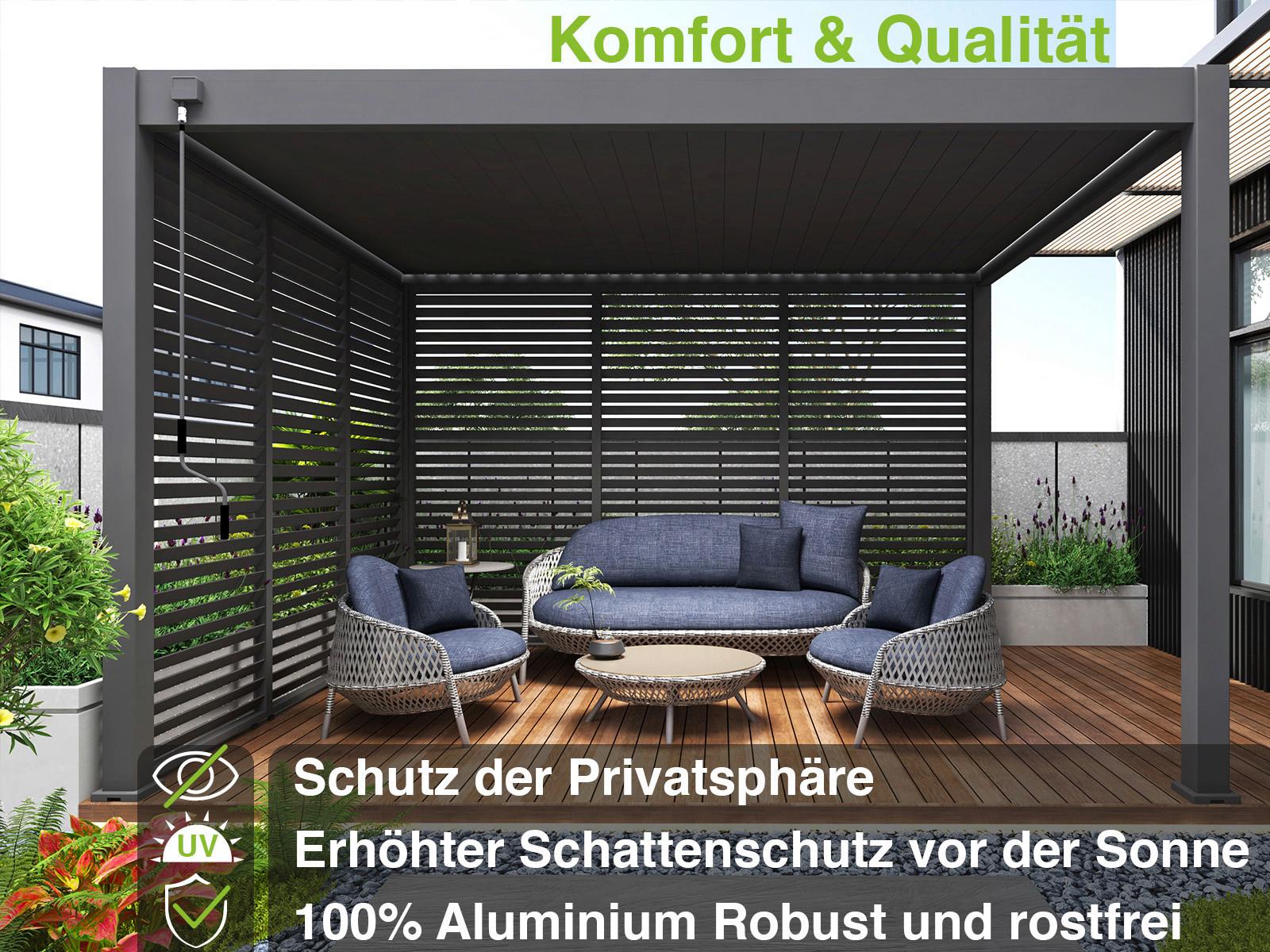 Pavillon-Seitenteil ca. 123x235 cm Anthrazit Metall Gardenson Garten & Outdoor > Sonnen- & Sichtschutz Anthrazit