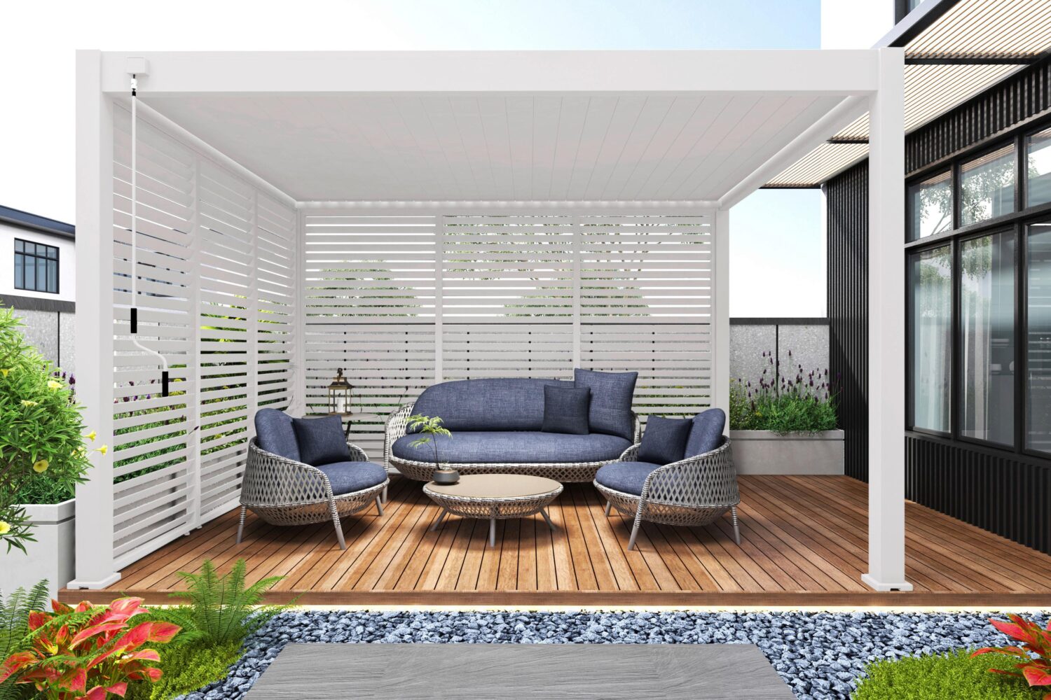 Pavillon-Seitenteil ca. 123x235 cm Aluminium Weiß Metall Gardenson Garten & Outdoor > Sonnen- & Sichtschutz Weiß