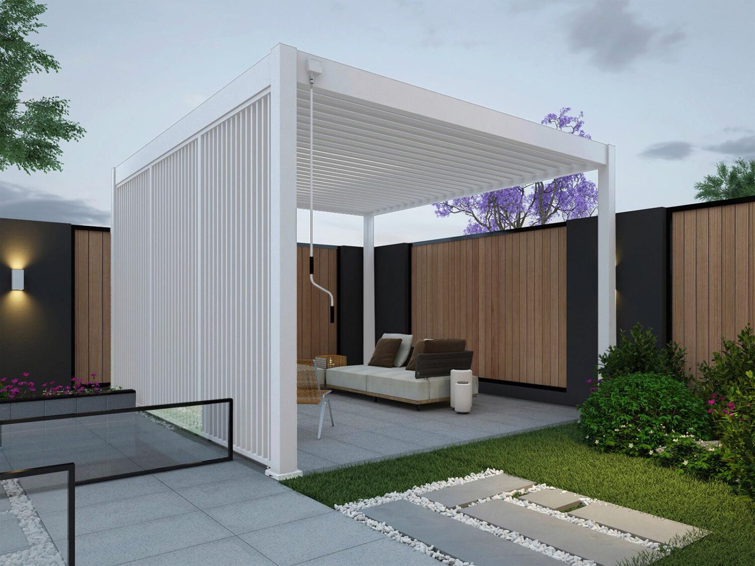 Pavillon-Seitenteil ca. 93x235 cm Aluminium Weiß Metall Gardenson Garten & Outdoor > Sonnen- & Sichtschutz Weiß