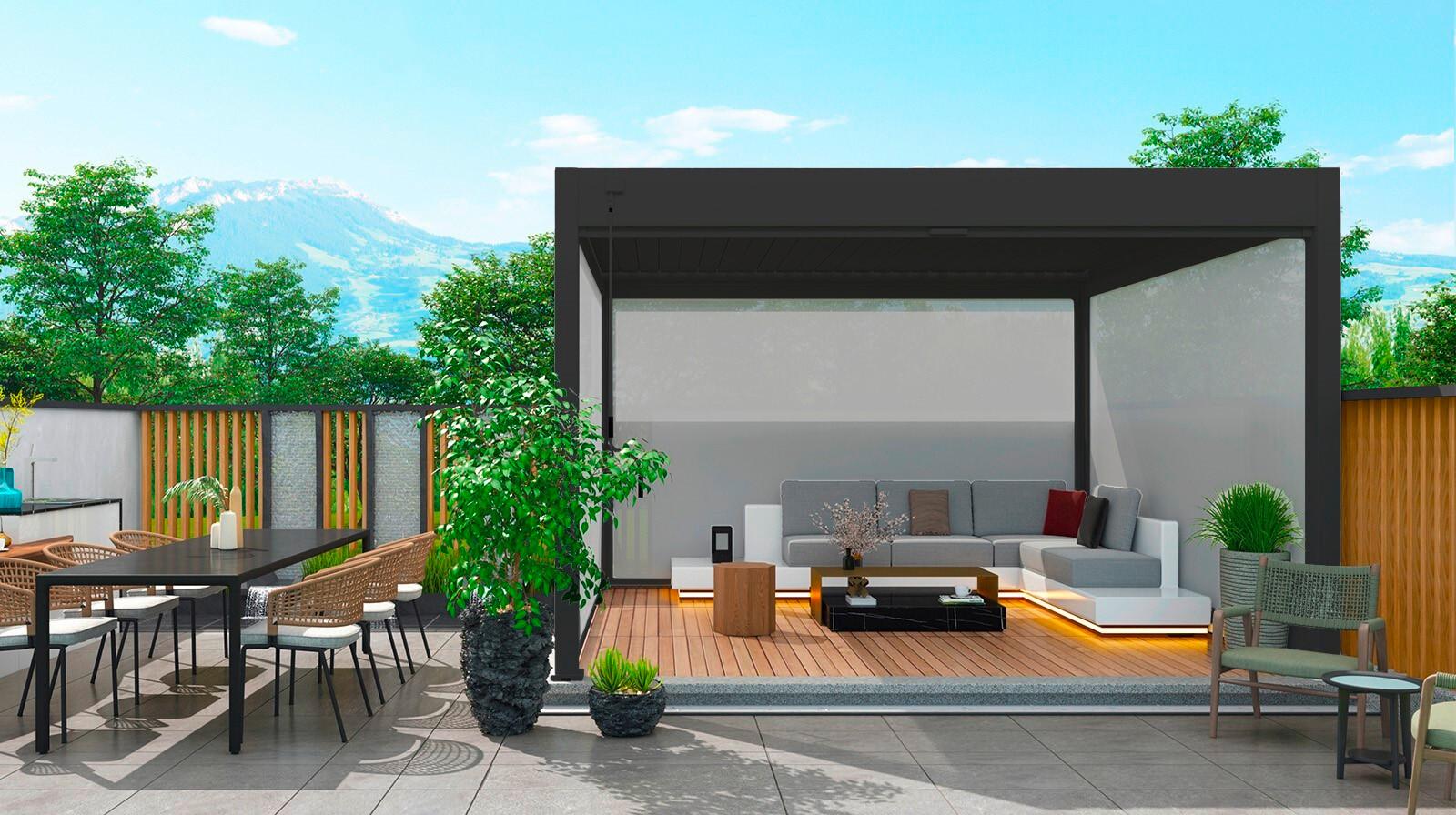 Pavillon Rollo für Deluxe ca. 300x235x10 cm Anthrazit Metall, Textil Gardenson Garten & Outdoor > Sonnen- & Sichtschutz Anthrazit