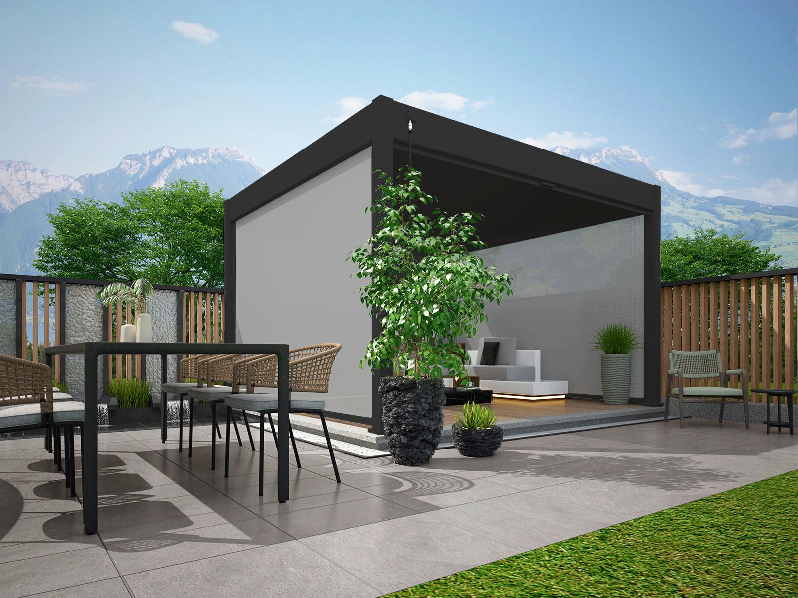 Pavillon-Rollo ca. 360x235 cm Aluminium/Textil Anthrazit Metall, Textil Gardenson Garten & Outdoor > Sonnen- & Sichtschutz Anthrazit