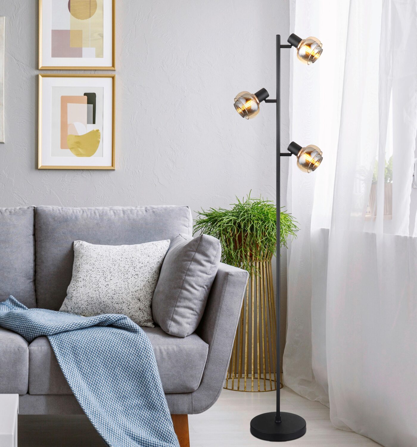 Stehleuchte Tokki Schwarz max. 40 Watt Metall Globo Lampen & Leuchten > Stehlampen Schwarz