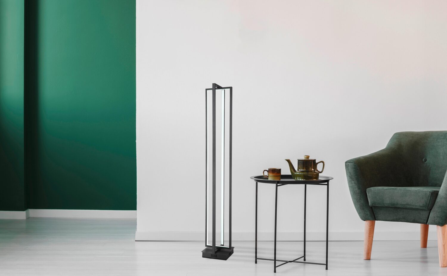 LED-Stehleuchte Flips Schwarz/Opal max. 43 Watt Metall Globo Lampen & Leuchten > LED-Leuchten > LED-Stehlampen Schwarz