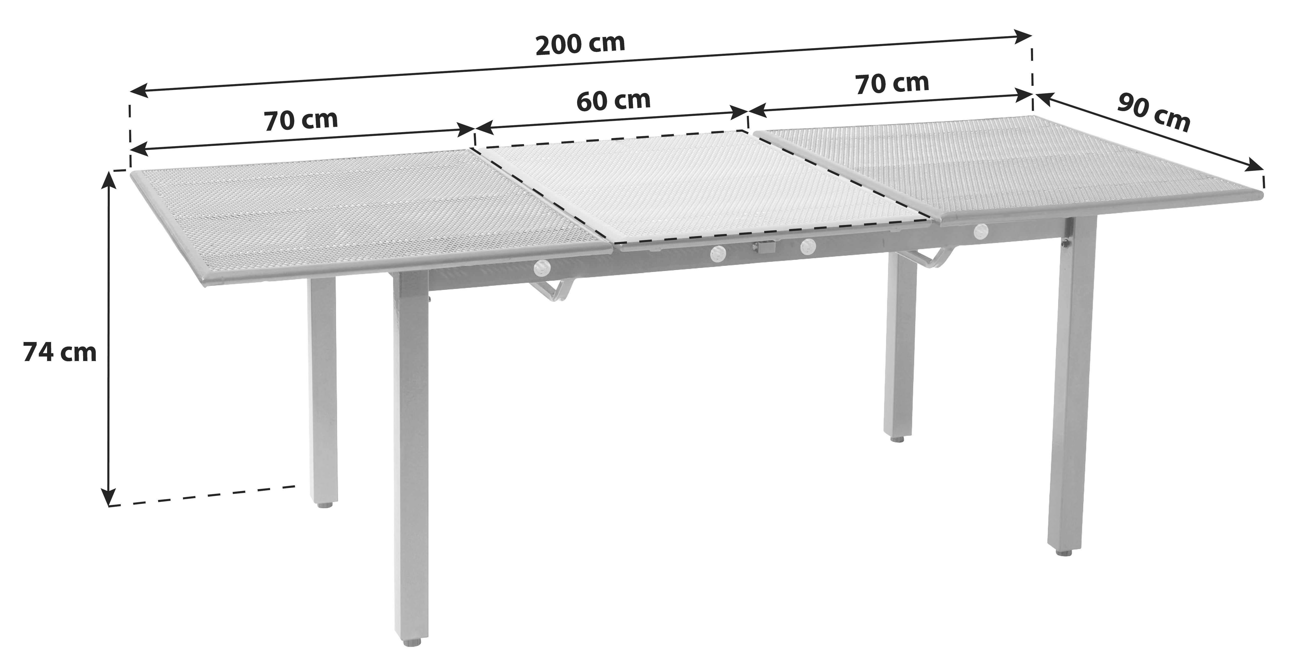 wohnli-moebel-suche-004654138407-1 Gartentisch Toulouse Grau ausziehbar ca. 200x74x90cm Metall Gardenson Garten & Outdoor > Gartenmöbel > Gartentische > Gartenesstische Grau