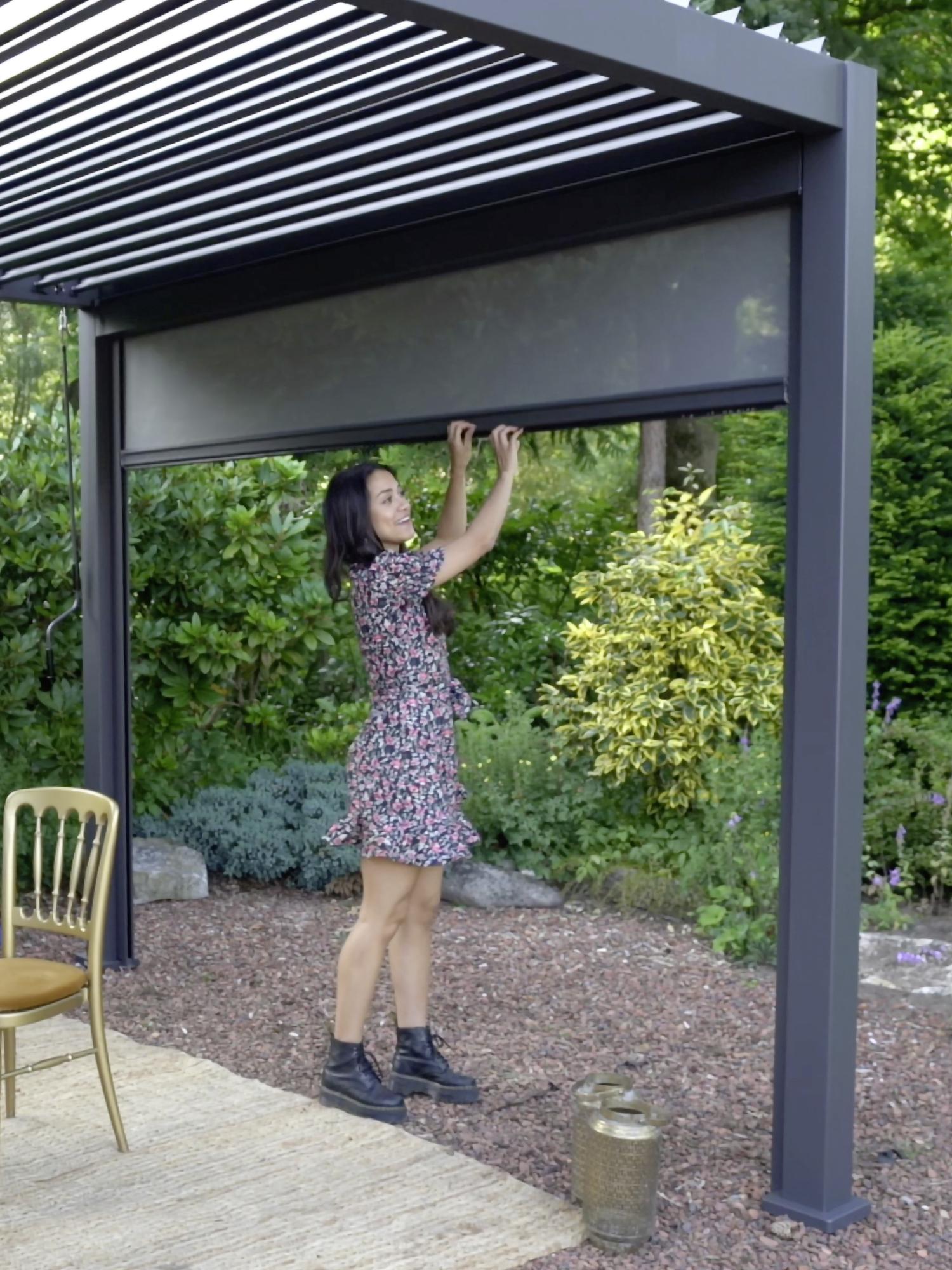 wohnli-moebel-suche-005536002401-1 Rollo für Pergola passend für Classic&Deluxe 400cm Textil Gardenson Garten & Outdoor > Sonnen- & Sichtschutz Anthrazit