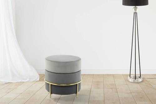 HOCKER Hocker mit Samt-Bezug in Grau Metall, Textil, Holzwerkstoff Kayoom Möbel > Sessel > Hocker Grau