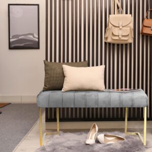 Hockerbank Parity Grau Samt Kunststoff Kayoom Möbel > Bänke > Sitzbänke Grau