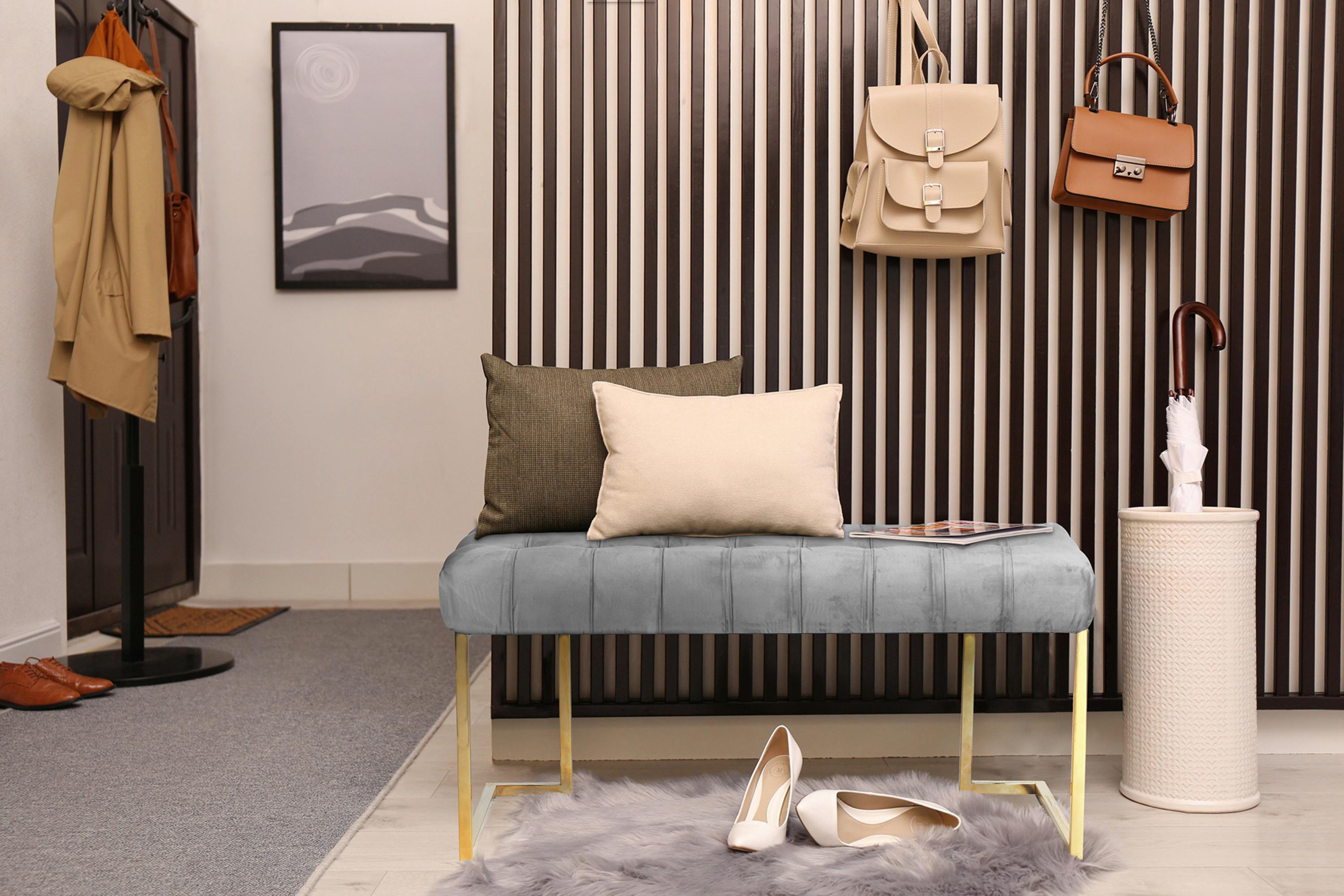 Hockerbank Parity Grau Samt Kunststoff Kayoom Möbel > Bänke > Sitzbänke Grau