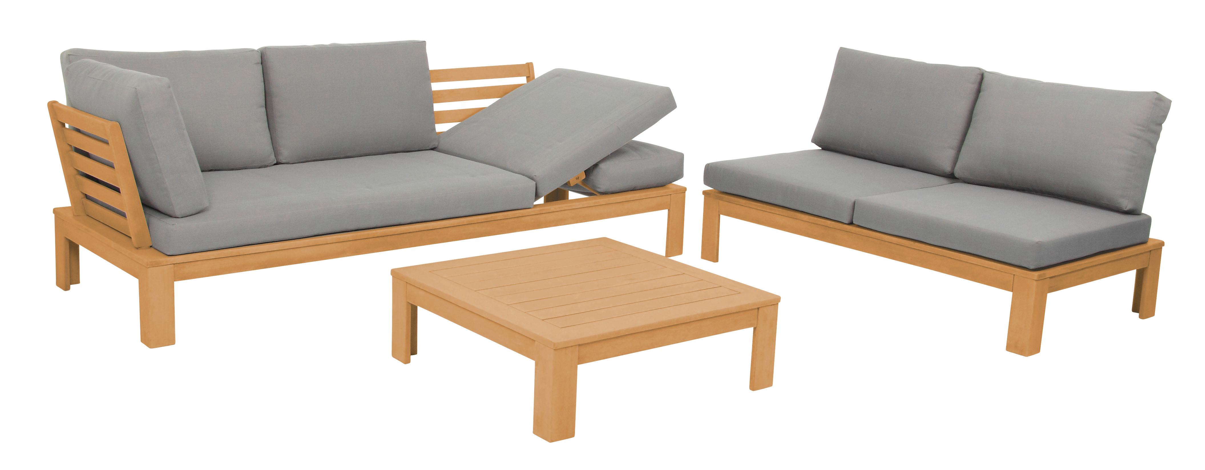 Loungegarnitur Granada Akazie massiv mit Kissen Holz, Textil Acamp Garten & Outdoor > Loungemöbel > Loungegarnituren Grau
